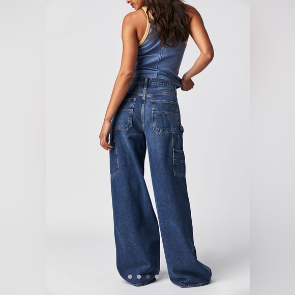 NWT AGOLDE Magda Denim Carpenter Darkness High Waist Loose fit 27 Organic Denim - Picture 4 of 13